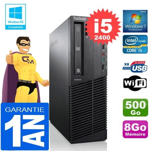 PC Lenovo M92p SFF con procesador Core i5-2400, 8GB de RAM, 500GB HDD, grabadora de DVD, WiFi y Windows 7 Pro