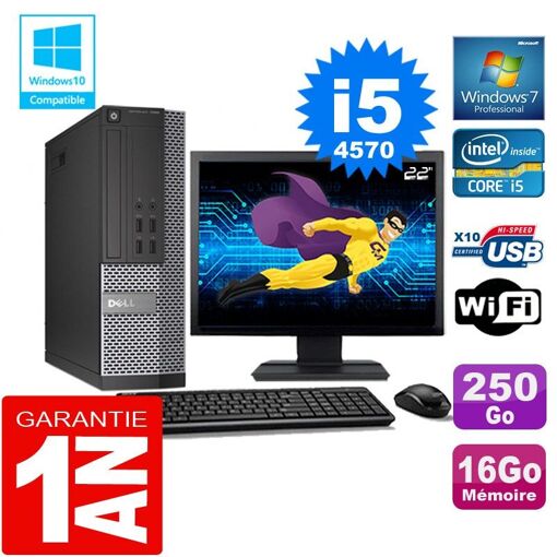 PC de escritorio Dell 7020 SFF - Procesador Intel Core i5-4570, 16 GB de RAM, 250 GB SSD, WiFi, Windows 7 Pro