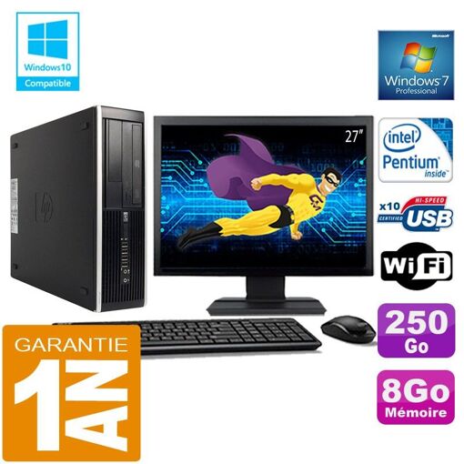 PC de sobremesa HP Compaq Elite 8300 SFF - Procesador Intel Pentium G850, 8 GB de RAM, 250 GB SSD, WiFi, Windows 7 Pro