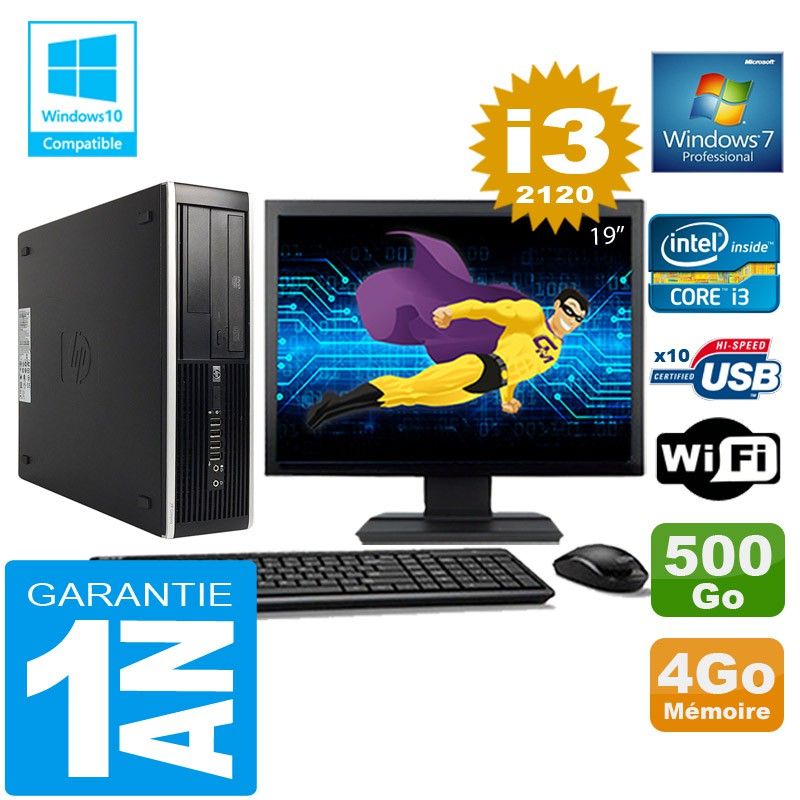 HP Compaq Elite 8300 SFF Desktop PC - Core i3-2120, 4GB RAM, 500GB HDD, WiFi, Windows 7 Pro