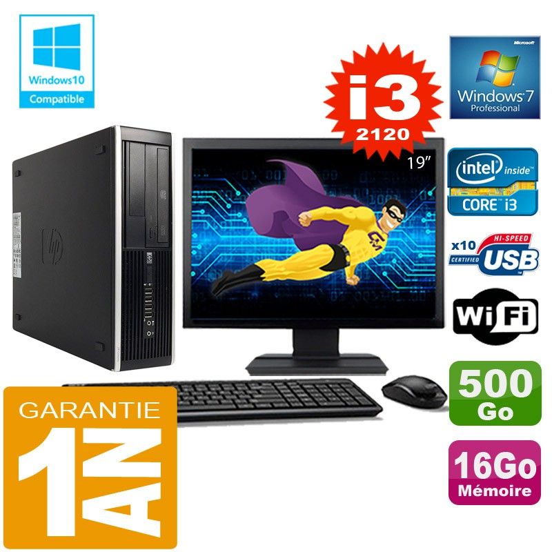 HP Compaq 8300 SFF PC - Core i3-2120, 16GB RAM, 500GB HDD, WiFi, Windows 7 Pro