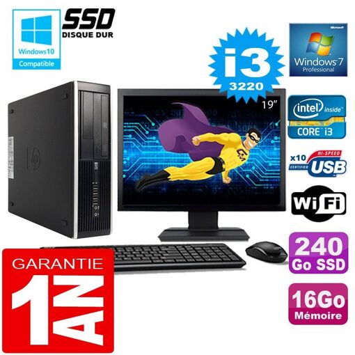 PC de escritorio HP Compaq 8300 SFF - Intel Core i3-3220, 16GB de RAM, 240GB SSD, WiFi, Windows 7 Profesional