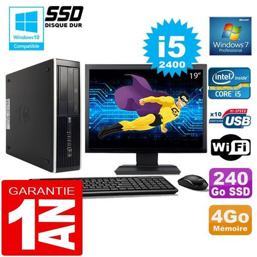 PC de sobremesa HP Compaq 8300 SFF - Procesador Intel Core i5, 4GB de RAM, 240GB SSD, WiFi, Windows 7 Profesional