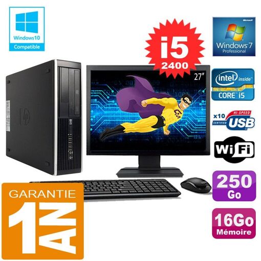PC de escritorio HP Compaq 8300 SFF - Procesador Intel Core i5, 16GB de RAM, SSD de 250GB, WiFi, Windows 7 Profesional