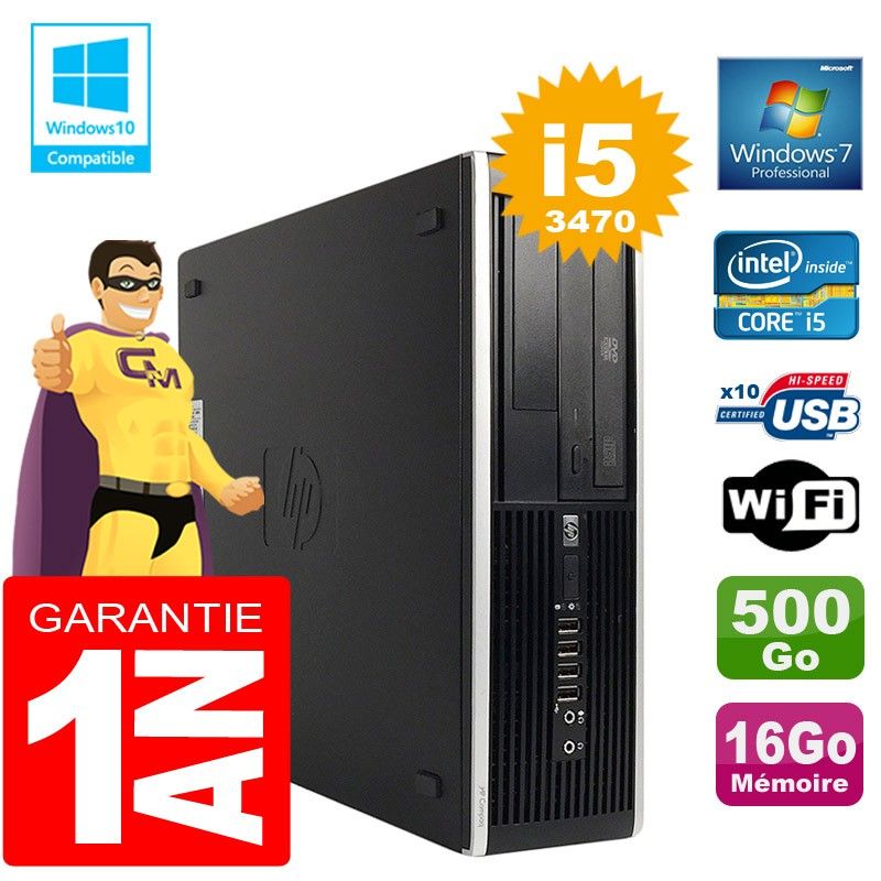 HP Compaq Elite 8300 SFF Desktop PC - Core i5-3470, 16GB RAM, 500GB HDD, DVD Burner, WiFi