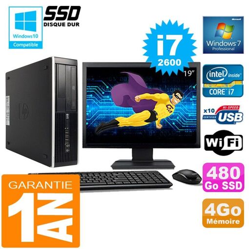 PC de escritorio HP Compaq 8300 SFF - Intel Core i7, 4GB de RAM, 480GB SSD, WiFi, Windows 7 Pro