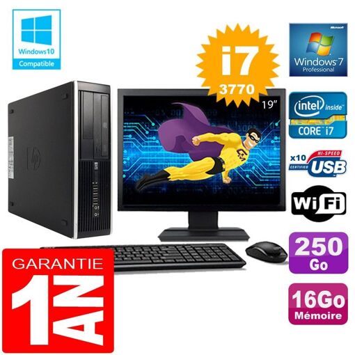 PC de sobremesa HP Compaq Elite 8300 SFF - Procesador Intel Core i7, 16GB de RAM, SSD de 250GB, WiFi, Windows 7 Pro