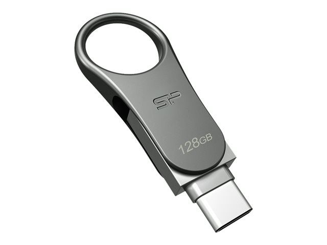 Silicon Power Mobile C80 - USB Flash Drive - 128GB - USB 3.0/Type-C - Titanium