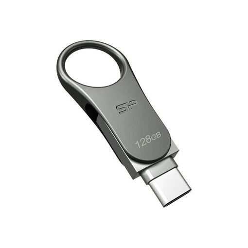Silicon Power Mobile C80 - USB Flash Drive - 128GB - USB 3.0/Type-C - Titanium