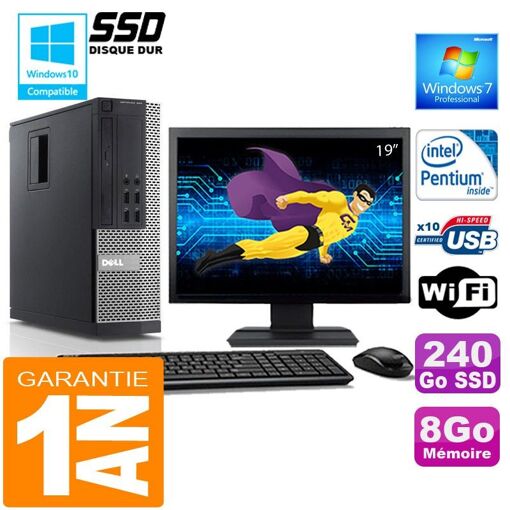 PC de escritorio Dell 990 SFF - Procesador Intel Pentium G840, 8 GB de RAM, 240 GB SSD, WiFi, Windows 7 Pro