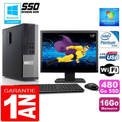 Computadora Dell 990 SFF - Procesador Intel Pentium G840, 16GB de RAM, 480GB SSD, WiFi, Windows 7 Pro