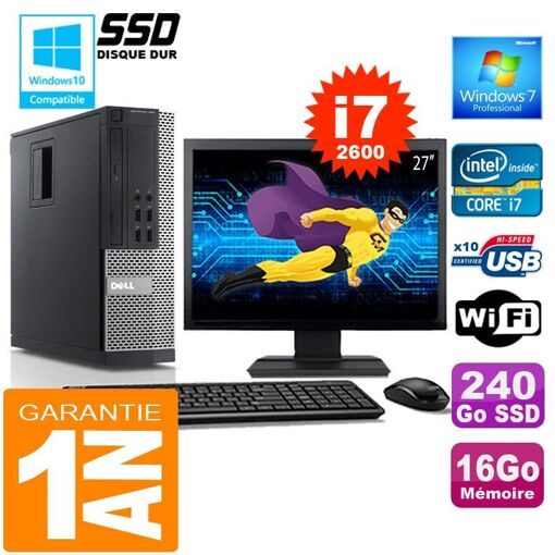 PC de escritorio compacto Dell 990 SFF - Intel Core i7-2600, 16GB RAM, SSD de 240GB, WiFi, Windows 7 Pro
