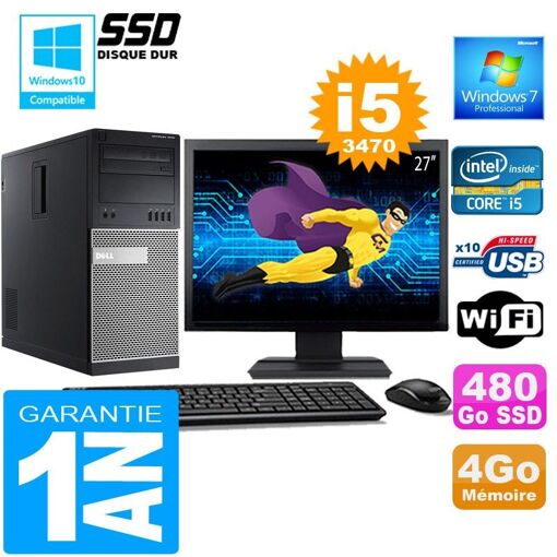PC de escritorio Dell 7010 MT - Procesador i5, 4GB de RAM, 480GB SSD, Windows 7 Pro