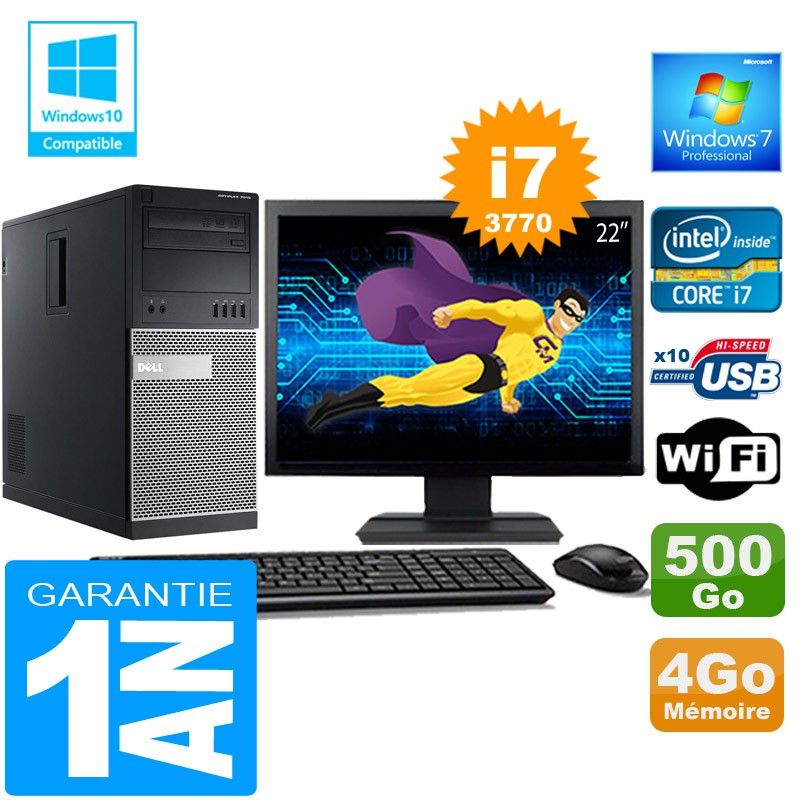 Dell 7010 Tower PC - Core i7-3770, 4GB RAM, 500GB HDD, WiFi, Windows 7 Pro