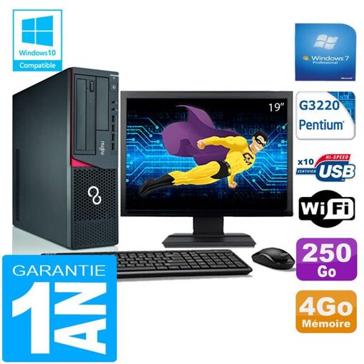 PC de escritorio Fujitsu Esprimo E720 E85+ SFF - 4GB RAM, 500GB HDD, Intel Pentium G3220, WiFi, Windows 7 Pro
