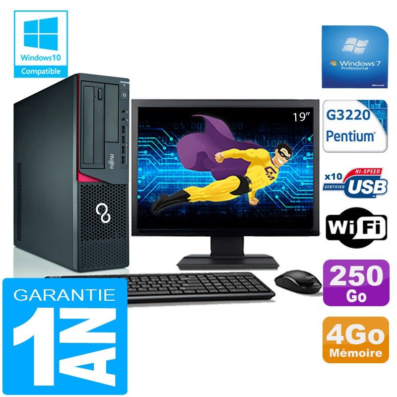 Fujitsu Esprimo E720 E85+ SFF Desktop PC - 4GB RAM, 500GB HDD, Intel Pentium G3220, WiFi, Windows 7 Pro