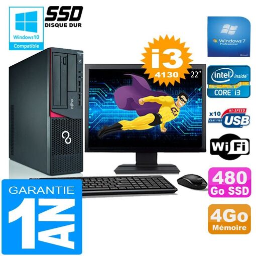 Computadora Fujitsu Esprimo E720 E85+ SFF - 4GB de RAM, 480GB SSD, Intel Core i3-4130, Windows 7 Pro