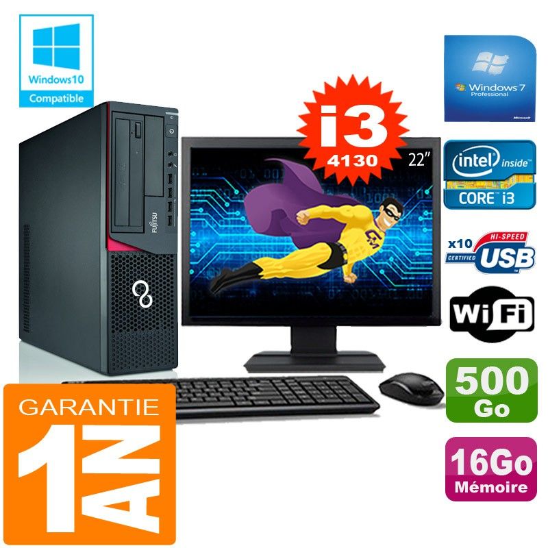 Fujitsu Esprimo E720 E85+ SFF Desktop PC - Intel Core i3-4130, 16GB RAM, 500GB HDD, WiFi, Windows 7 Pro
