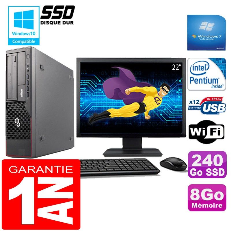 Fujitsu Esprimo E700 E90+ SFF Desktop PC - Intel Core i3-2100, 8GB RAM, 240GB SSD, WiFi, Windows 7 Pro