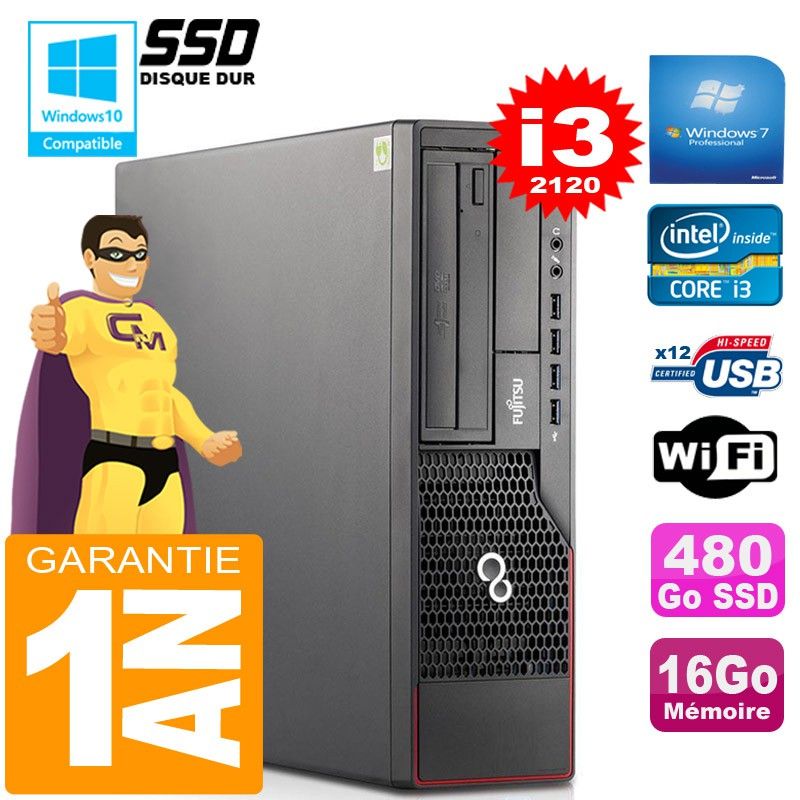 Fujitsu Esprimo E700 E90+ SFF Core i3-2120 16GB RAM 480GB SSD Wi-Fi Windows 7