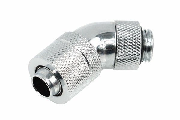 Alphacool High-Flow Coupling Piece, 45° Bend, Red, 1/4" - Chrome