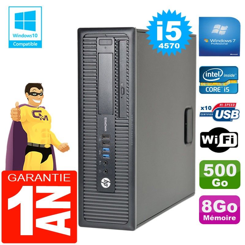 HP EliteDesk 800 G1 SFF Core i5-4570 8GB 500GB DVD Burner WiFi Windows 7