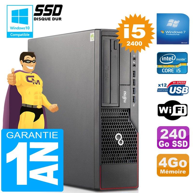 Fujitsu Esprimo E700 E90+ SFF Core i5-2400 4GB RAM 240GB SSD WiFi Windows 7