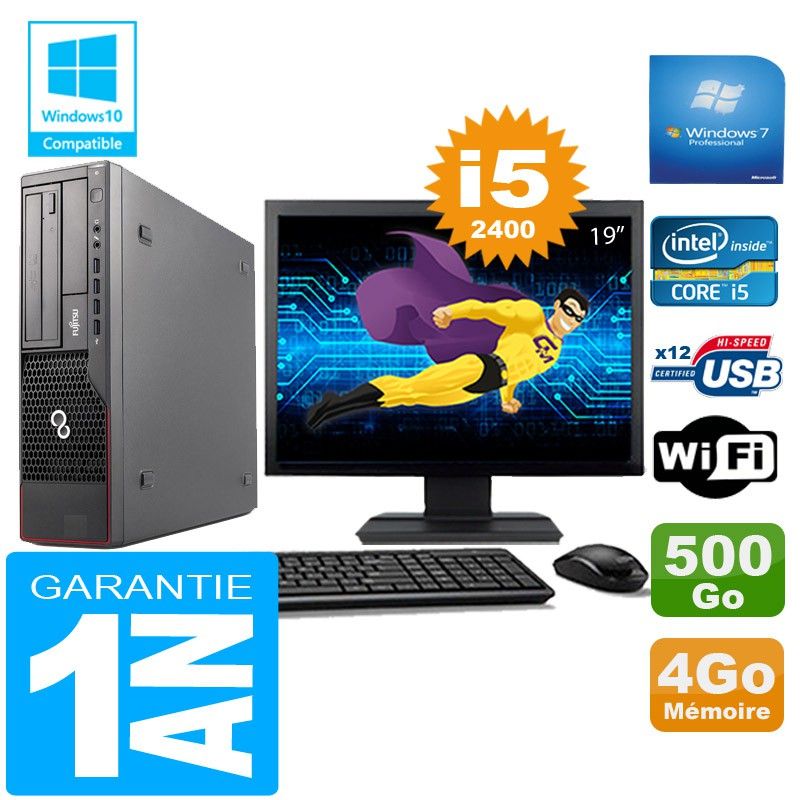 Fujitsu Esprimo E700 E90+ SFF Core i5-2400 4GB 500GB WiFi Windows 7 19" Screen