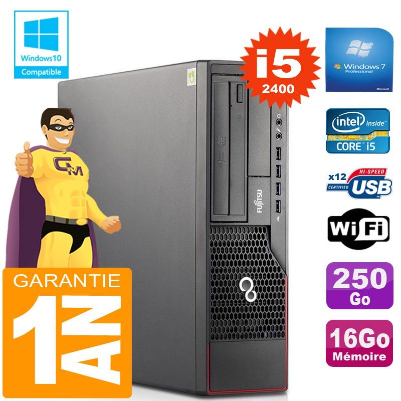 Fujitsu Esprimo E700 E90+ SFF Core i5-2400 16GB RAM 250GB SSD WiFi Windows 7