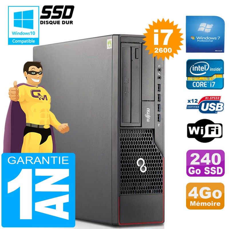 Fujitsu Esprimo E700 E90+ SFF Core i7-2600 4GB RAM 240GB SSD Wifi Windows 7