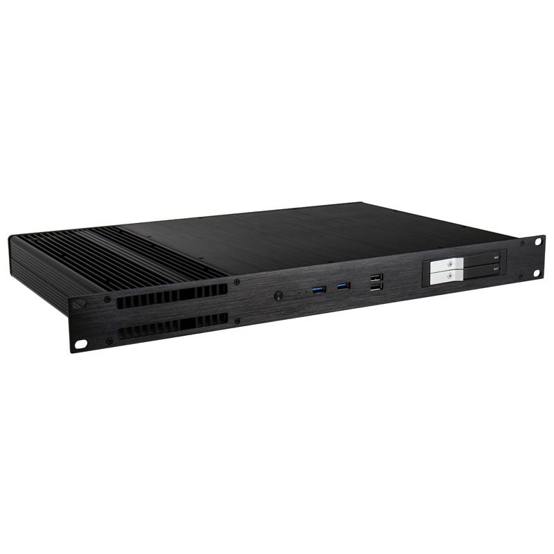 Akasa Galileo TU1 - 1U Thin Mini ITX Case - Black Anodized - No Power Supply