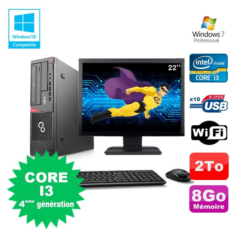 Fujitsu E720 PC - Intel Core i3-4130, 8GB RAM, 2TB HDD, DVD Burner, WiFi