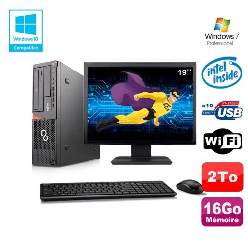Ordenador portátil Fujitsu E720 con procesador Intel Pentium G3220, 16 GB de RAM, disco duro de 2 TB, lector de DVD, WiFi y Windows 7 Profesional
