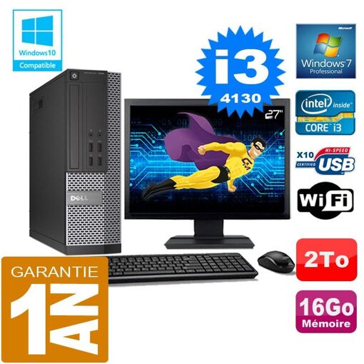 Computadora de escritorio Dell 7020 SFF - Intel Core i3-4130, 16 GB de RAM, 2 TB HDD, WiFi, Windows 7 Pro