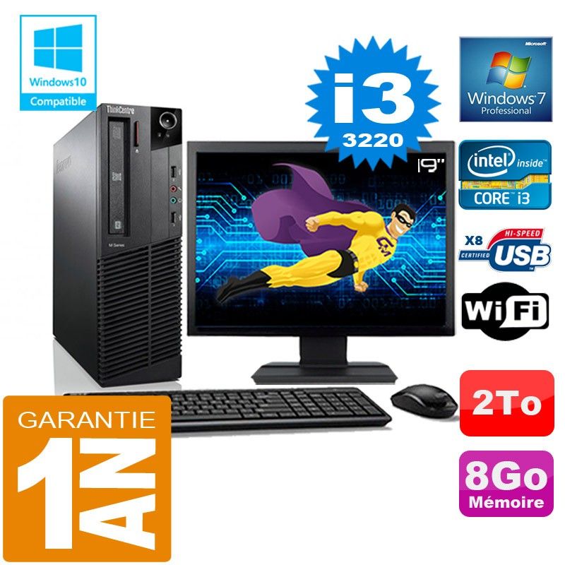 Lenovo M92p SFF Core i3-3220 8GB RAM 2TB HDD WiFi Windows 7 Pro Desktop Computer