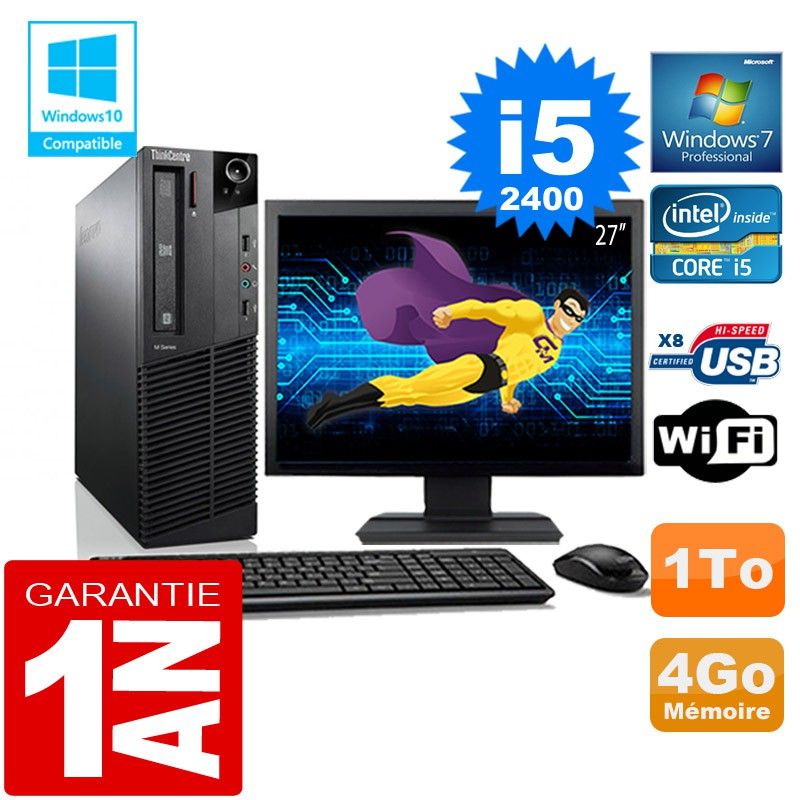 Lenovo M92p SFF Core i5-2400 4GB RAM 1TB HDD WiFi Windows 7 Pro Computer