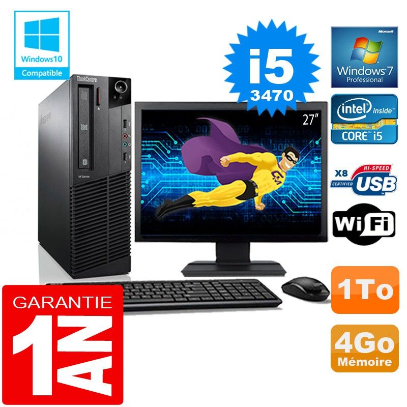 Computadora Lenovo M92p SFF Core i5-3470 4GB de RAM 1TB HDD WiFi con Windows 7 Pro