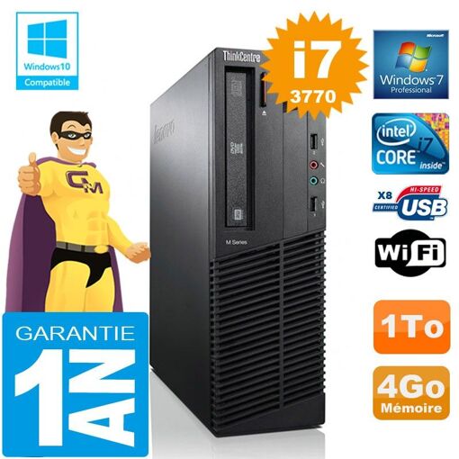 Lenovo M92p SFF Core i7-3770 4GB RAM 1TB HDD DVD Writer WiFi Windows 7 Computer
