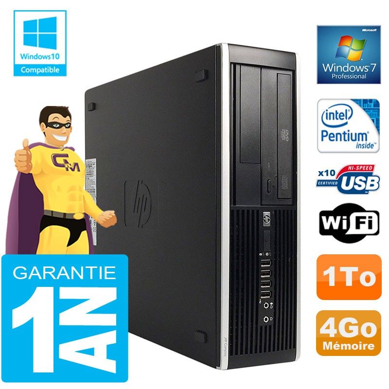 HP Compaq Elite 8300 SFF Desktop PC - Intel Pentium G850, 4GB RAM, 1TB HDD, DVD Drive, WiFi, Windows 7 Pro