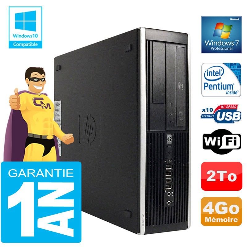 HP Compaq Elite 8300 SFF PC - Intel Pentium G850, 4GB RAM, 2TB HDD, DVD Burner, WiFi