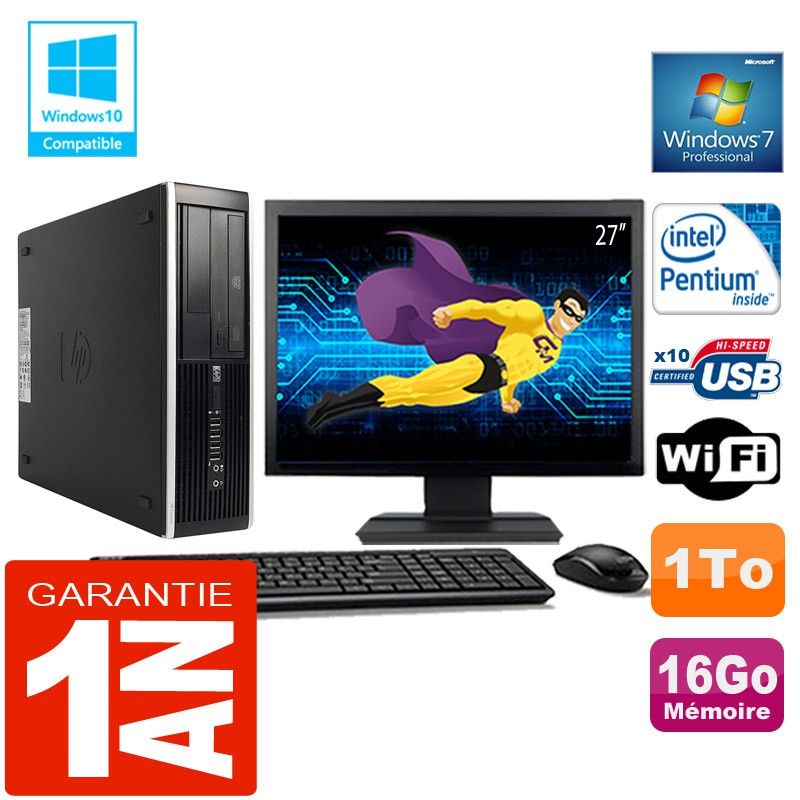 HP Compaq Elite 8300 SFF Desktop PC - Intel Pentium G850, 16GB RAM, 1TB HDD, WiFi, Windows 7 Pro