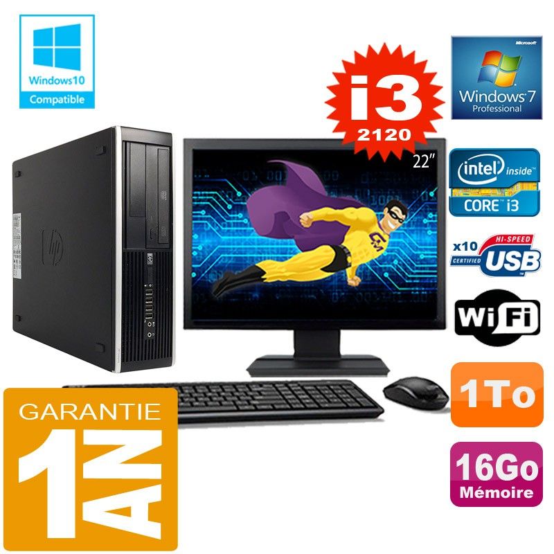HP Compaq 8300 SFF Desktop PC - Core i3-2120, 16GB RAM, 1TB HDD, WiFi