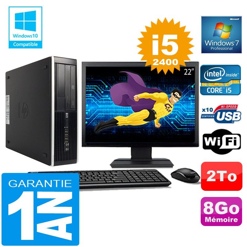 HP Compaq Elite 8300 SFF Desktop PC - Core i5-2400, 8GB RAM, 2TB Hard Drive, WiFi, Windows 7 Pro