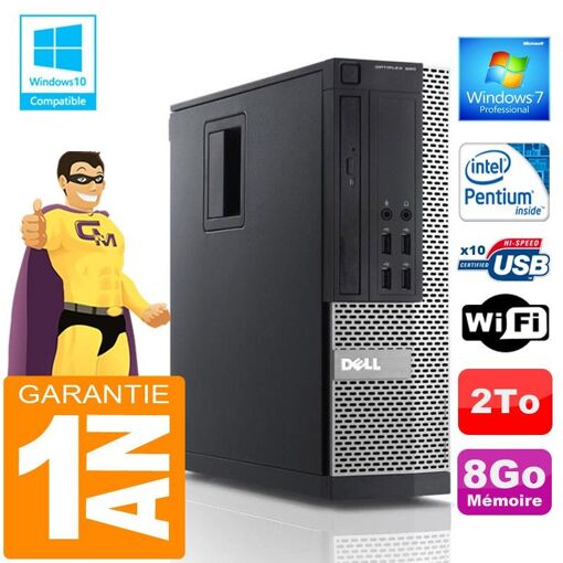 PC de escritorio Dell 990 SFF - Procesador Intel Pentium G840, 8 GB de RAM, 2 TB HDD, WiFi, Windows 7 Pro