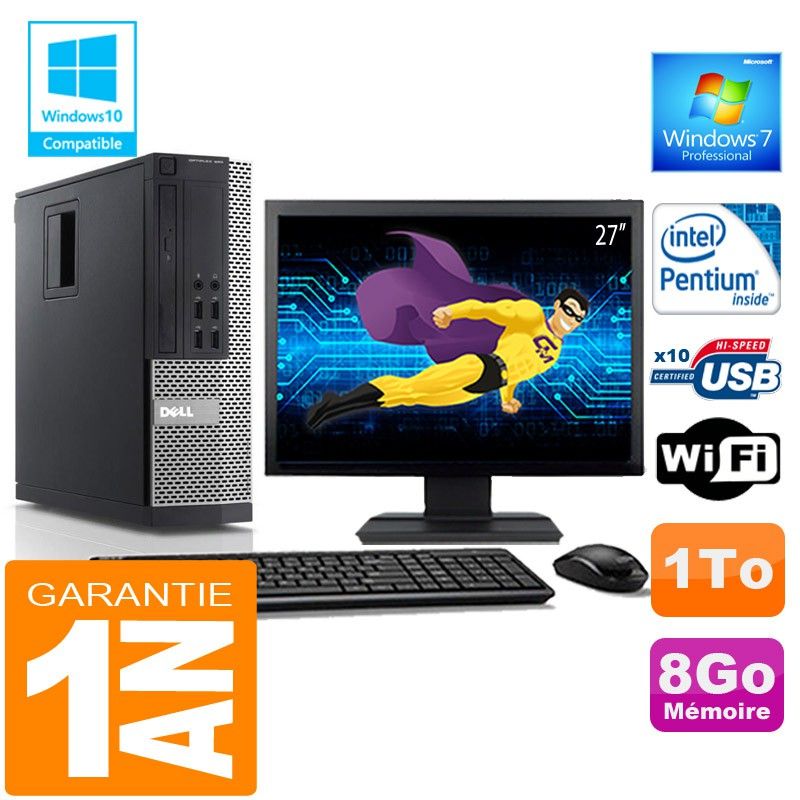 Dell 990 SFF Computer - Intel G840, 8GB RAM, 1TB HDD, WiFi, Windows 7 Pro