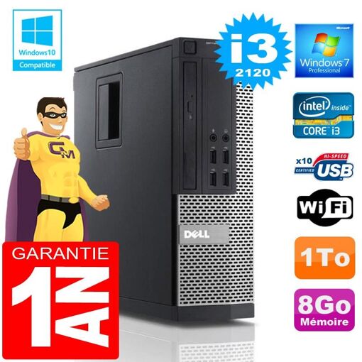 Computadora de escritorio Dell 990 SFF - Intel Core i3-2120, 8 GB de RAM, 1 TB HDD, WiFi, Windows 7 Pro