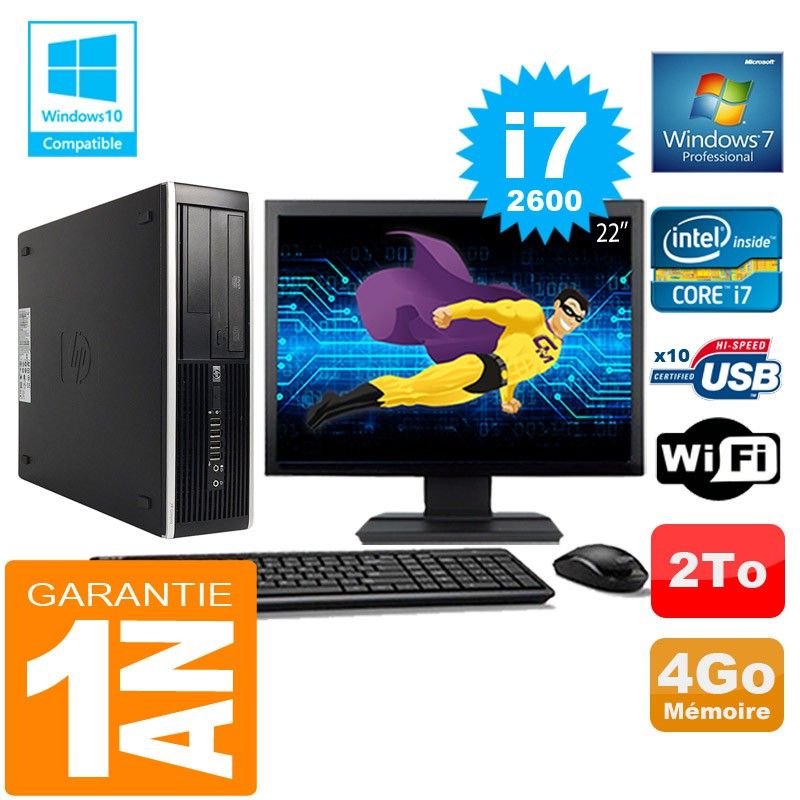 HP Compaq Elite 8300 SFF Desktop PC - Core i7-2600, 4GB RAM, 2TB HDD, WiFi, Windows 7 Pro
