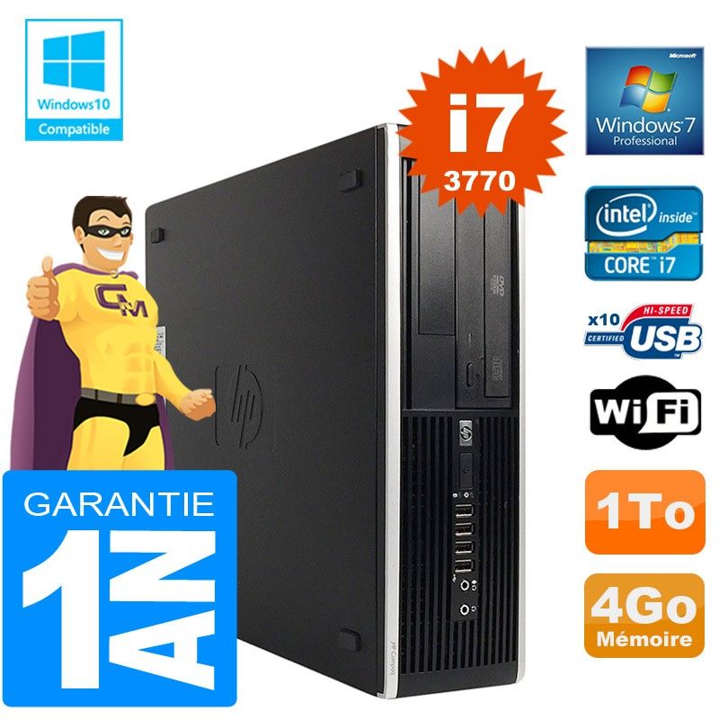 HP Compaq 8300 SFF Desktop PC - Core i7, 4GB RAM, 1TB HDD, DVD Drive, WiFi, Windows 7 Pro