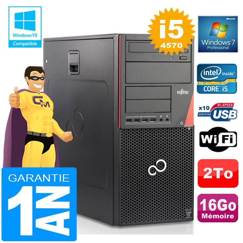 Fujitsu Esprimo P720 E85+ PC - Intel Core i5-4570, 16GB RAM, 2TB HDD, WiFi, Windows 7 Pro