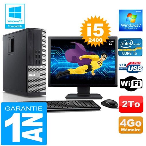 Computadora de escritorio Dell 990 SFF - Procesador Intel Core i5-2400, 4 GB de RAM, 2 TB HDD, WiFi, Windows 7 Profesional